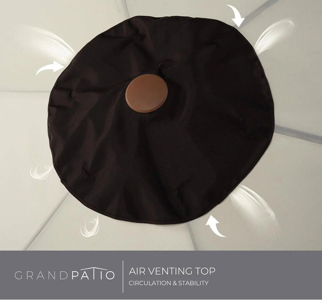 Grand Patio Ourdoor 9 ft Patio Umbrella with Fringe Tessels Market Umbrella & Push Button Tilt & Crank