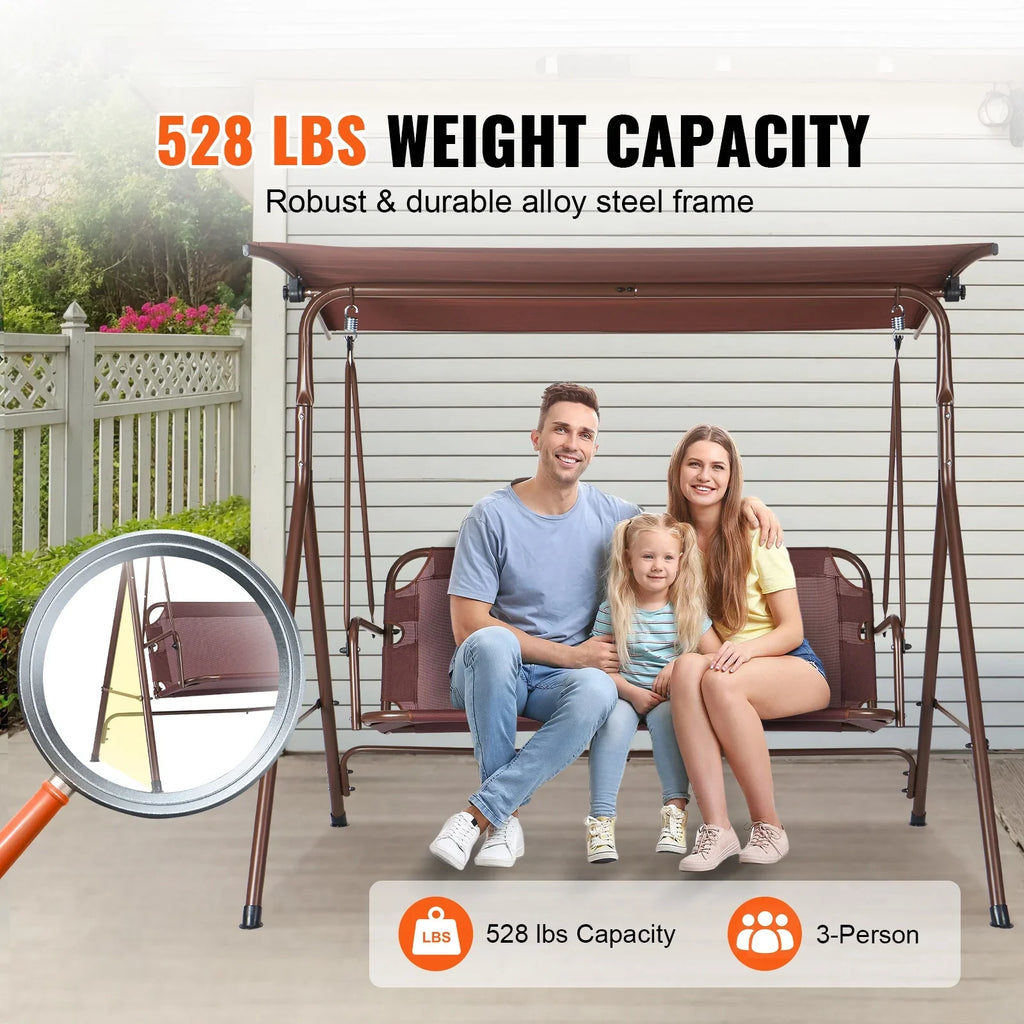 KFFKFF Alloy Steel Chair Porch Swing, Brown