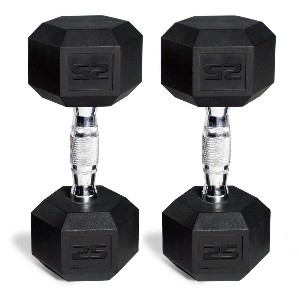 CAP 150 lb Coated Rubber Hex Dumbbell Weight Set with A-Frame Rack, Black