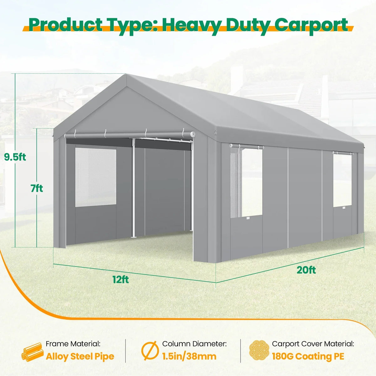SANOPY 20x40ft Heavy Duty Party Tent, Outdoor Commercial Canopy with Removable Sidewalls, Gazebo Shelter for Wedding, Outdoor Carport Party Tent for Event, White