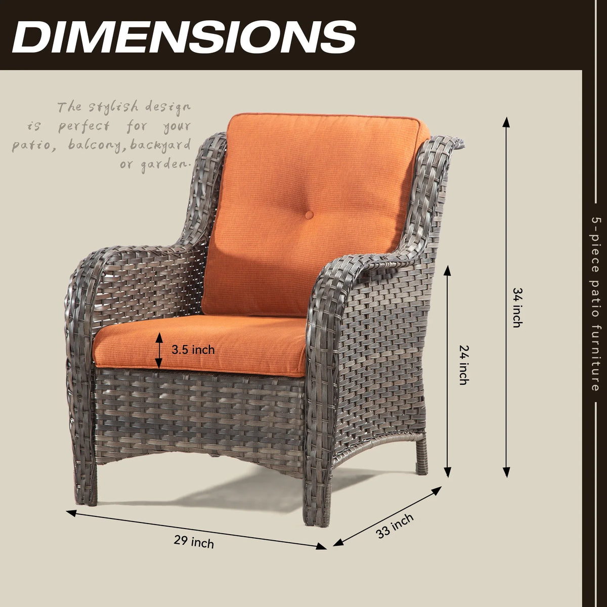 MeetLeisure 3 Pieces Outdoor Furniture Patio Furniture Set with One 3-Seat Sofa, Two ArmChairs, Navy