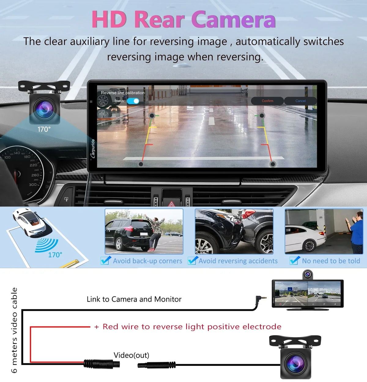 Carpuride Wireless Carplay Android Auto with 4K Front Dash Cam 1080P Rear Cam,10.26" HD IPS Touch