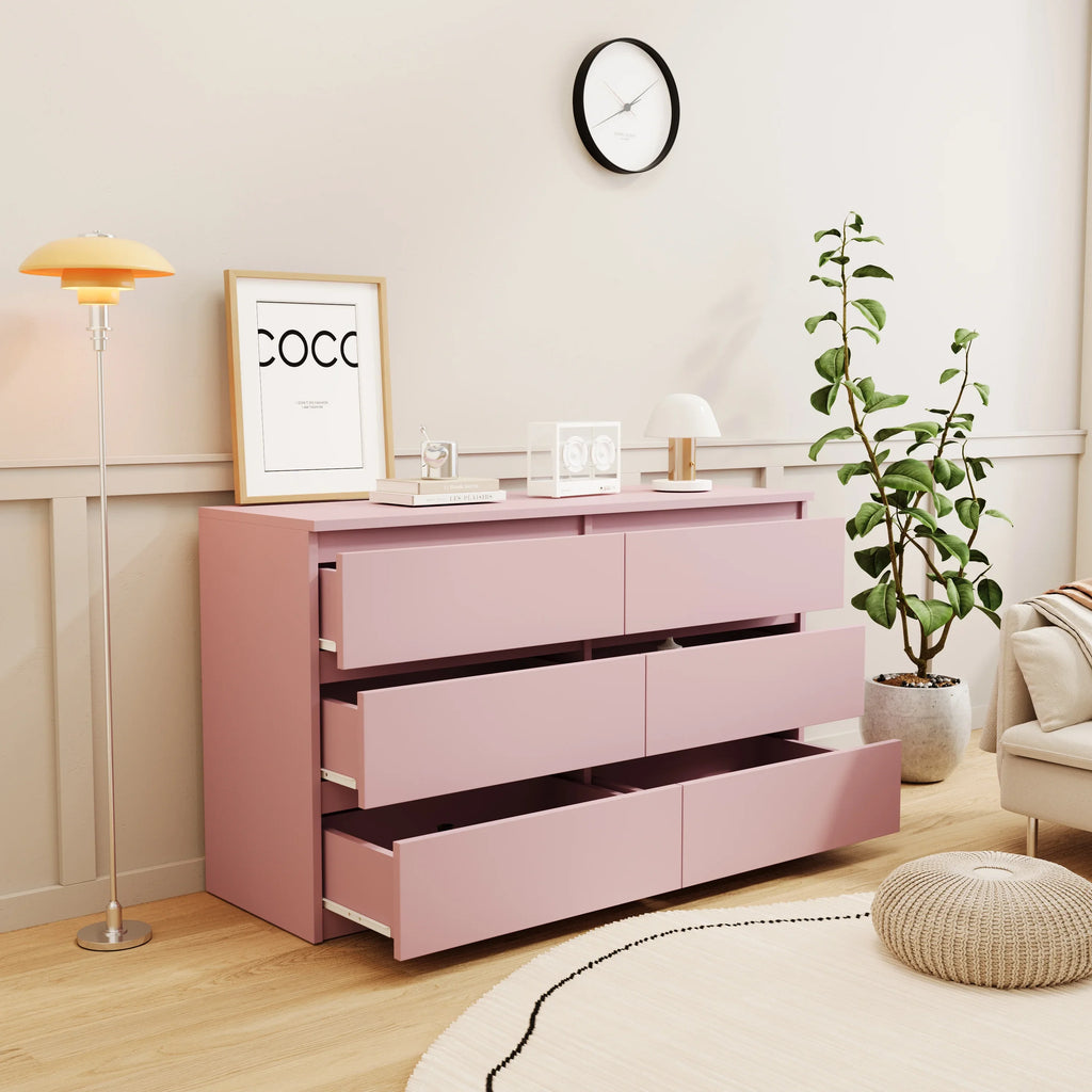 Aukfa Modern 6-Drawer Dresser Chest of Drawers Storage Cabinet for Bedroom Living Room, Green