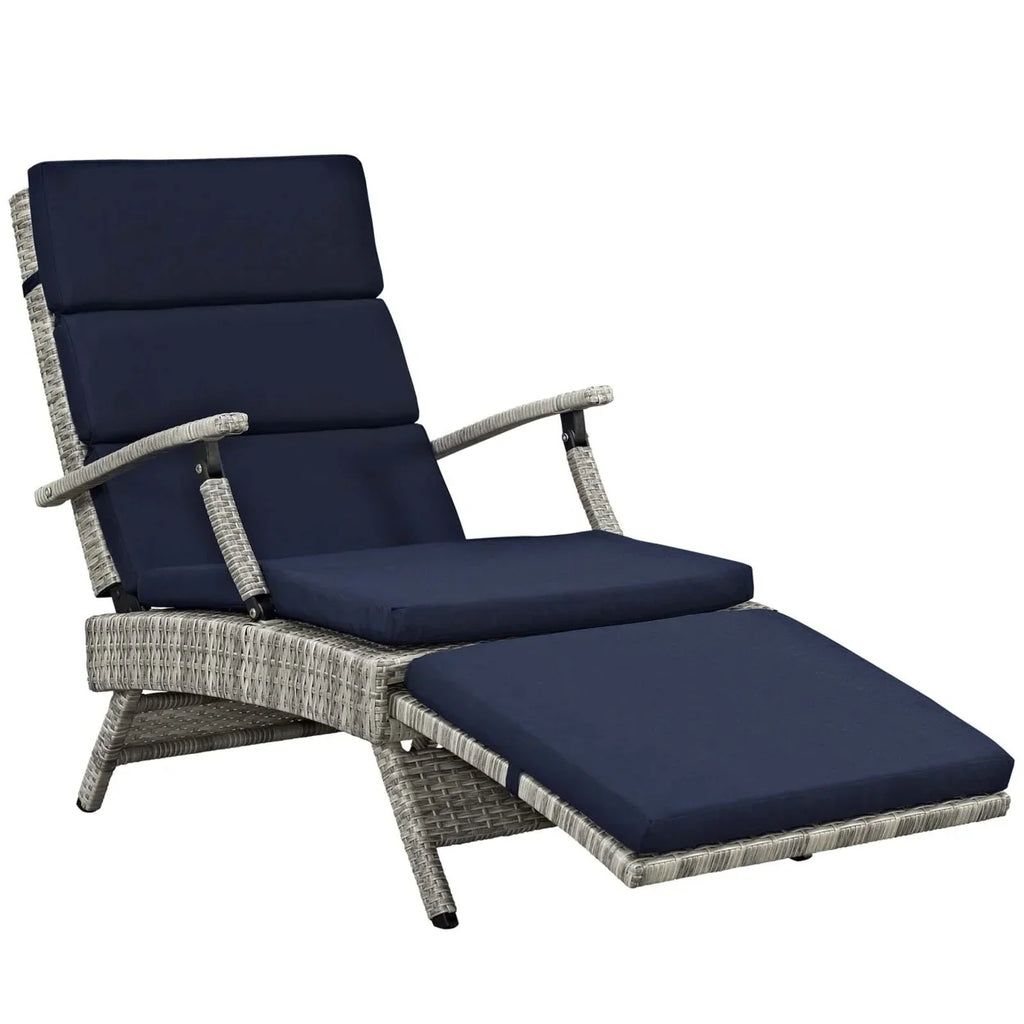 Modway Envisage Chaise Outdoor Patio Wicker Rattan Lounge Chair in Light Gray White