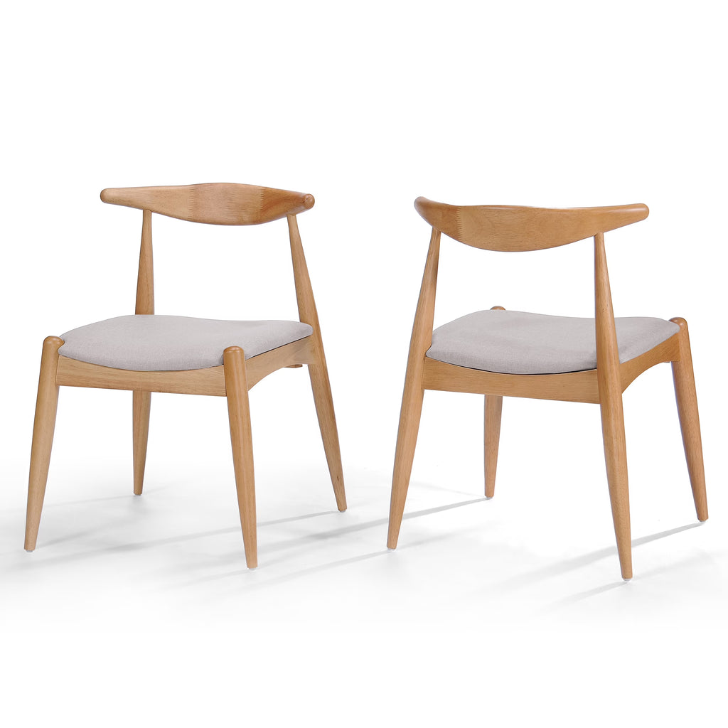 GDF Studio Virgil Mid Century Modern Fabric Upholstered Dining Chairs, Set of 2, Charcoal and Walnut
