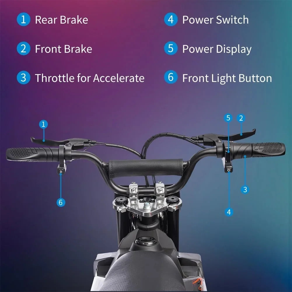 Nasitip Electric 350W Dirt Bike for Kids 8-16 year - Black