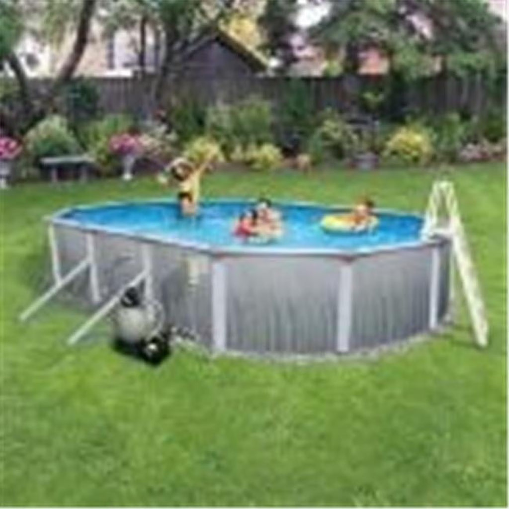 Blue Wave Martinique 12-ft x 24-ft Oval 52-in Deep 7-in Top Rail Metal Wall Swimming Pool Package