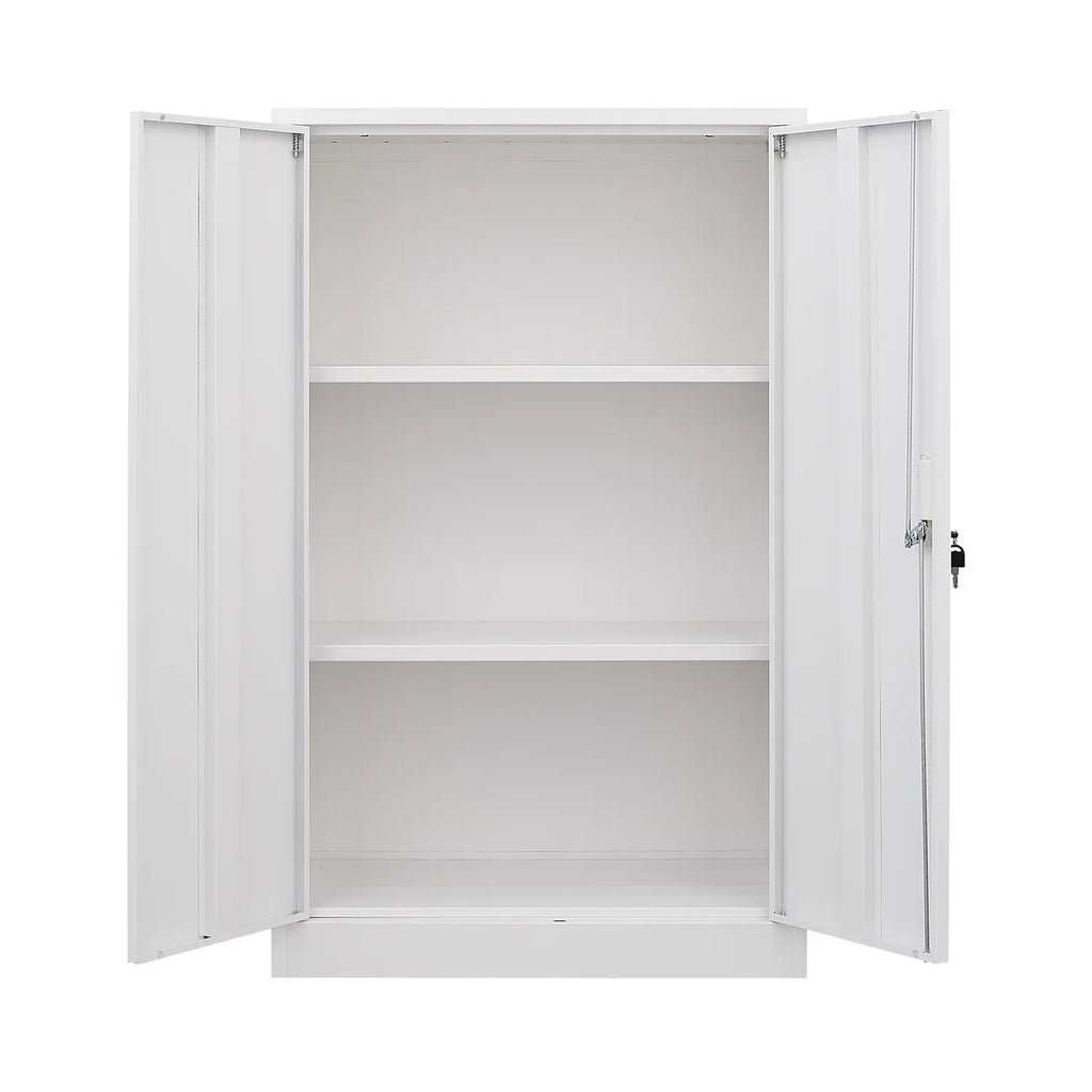 Metal Storage Cabinet with Locking Doors and Adjustable Shelf, Folding Filing Storage Cabinet, Rolling Storage Locker Cabinet for Home Office,School,Garage, White