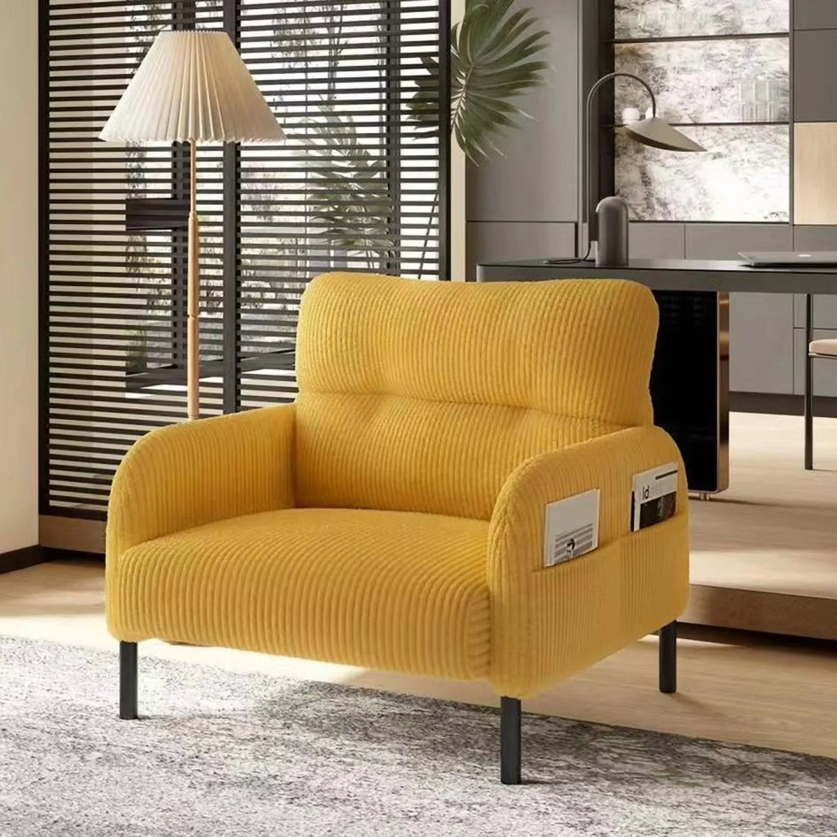 Modern Accent Chair,Armchair,Corduroy Fabric Sofa Chairs,Upholstered Armchair for Living Room,Bedroom,Office,Olive Green