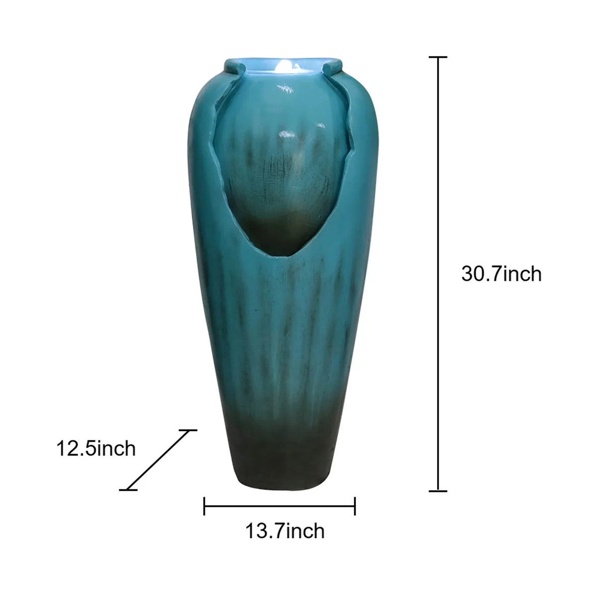 ourrco 30.7"H Concrete Vase Water Fountain, Modern Cascading Waterfall Feature with LED Lighting and Pump, Perfect for Indoor or Outdoor Home and Garden Decor, Red