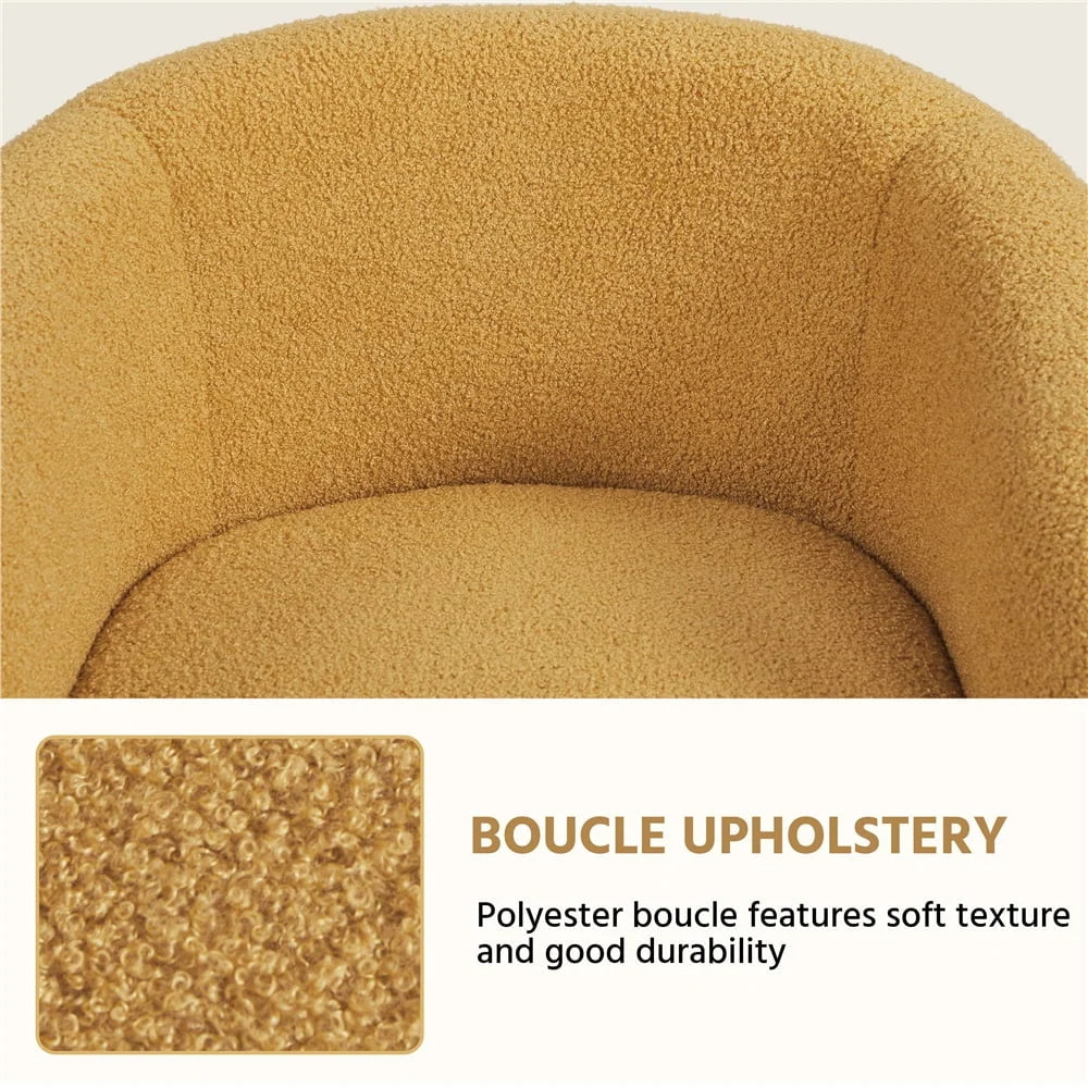 Topeakmart 2pcs Boucle Club Accent Chair for Livingroom, Ivory