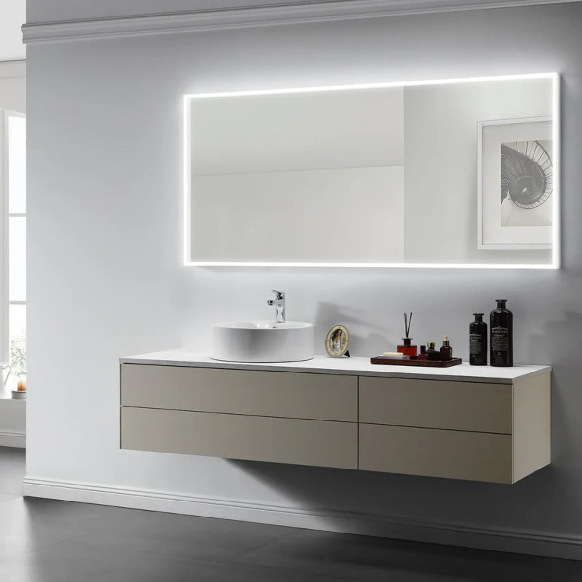 Modern Mirrors Astral Lighted Bathroom Vanity Mirror, Wall Mirror with Dimmable Daylight LED Lighting