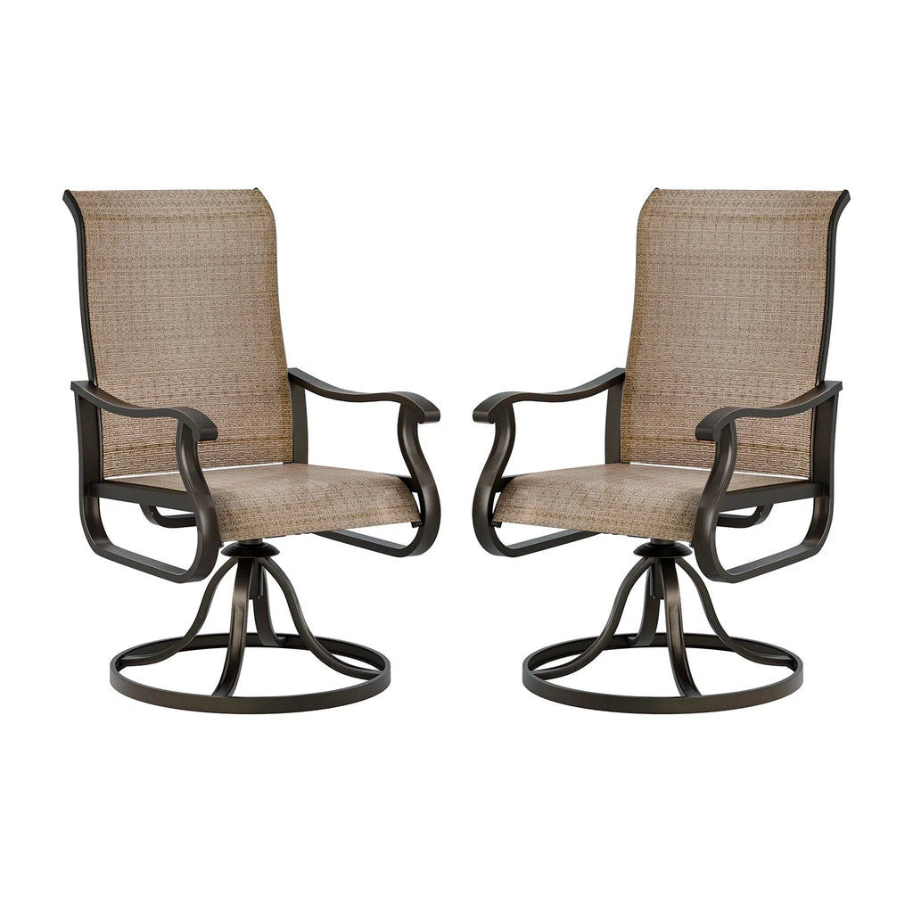 UDPATIO High Back Outdoor Dining Chairs Set of 2, All Weather Swivel Patio Chairs, Breathable Garden Outdoor Furniture for Backyard Deck