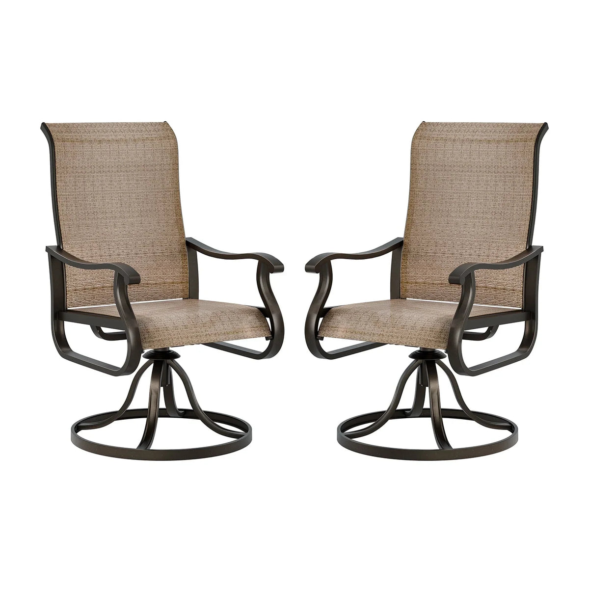 UDPATIO High Back Outdoor Dining Chairs Set of 2, All Weather Swivel Patio Chairs, Breathable Garden Outdoor Furniture for Backyard Deck