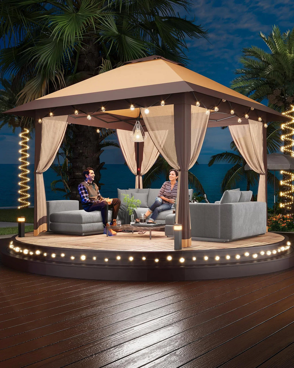 Accreate 13' X 13' Outdoor Patio Gazebo,Outdoor Canopy Tent with Mosquito Netting,Backyard Tent for Party, Wedding, Outdoor Dining, Patio, Backyard