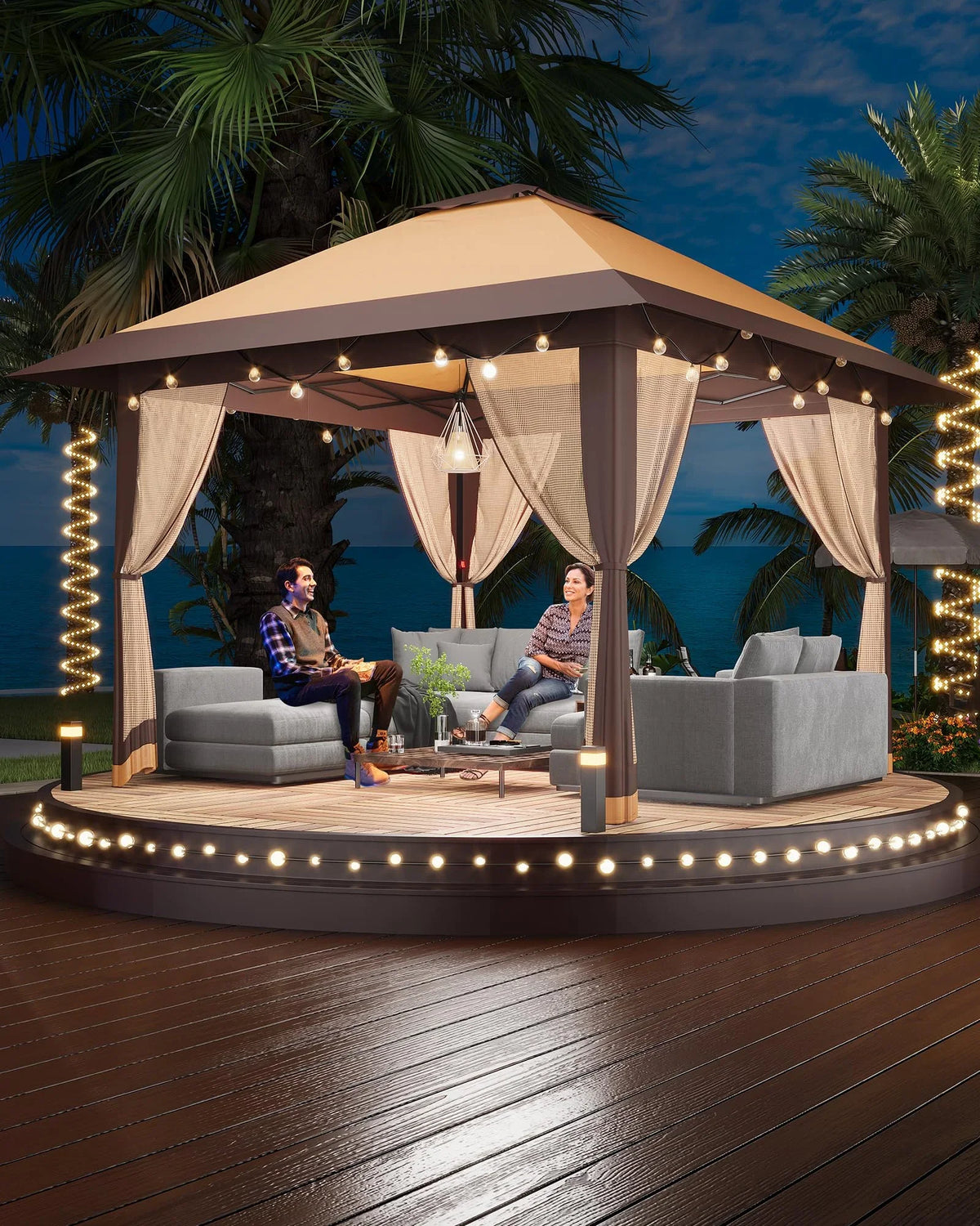 Accreate 13' X 13' Outdoor Patio Gazebo,Outdoor Canopy Tent with Mosquito Netting,Backyard Tent for Party, Wedding, Outdoor Dining, Patio, Backyard