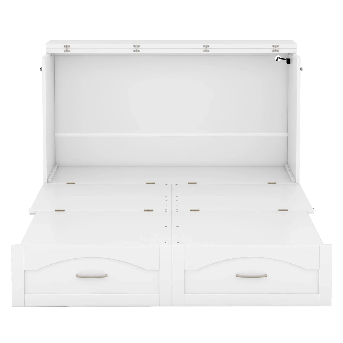 Harper & Bright Designs Full Size Murphy Bed with Shelves, Foldable Wall Bedframe w/Flexible Slats Support, Space-Saving Design, Can Be Folded Into Cabinet, White