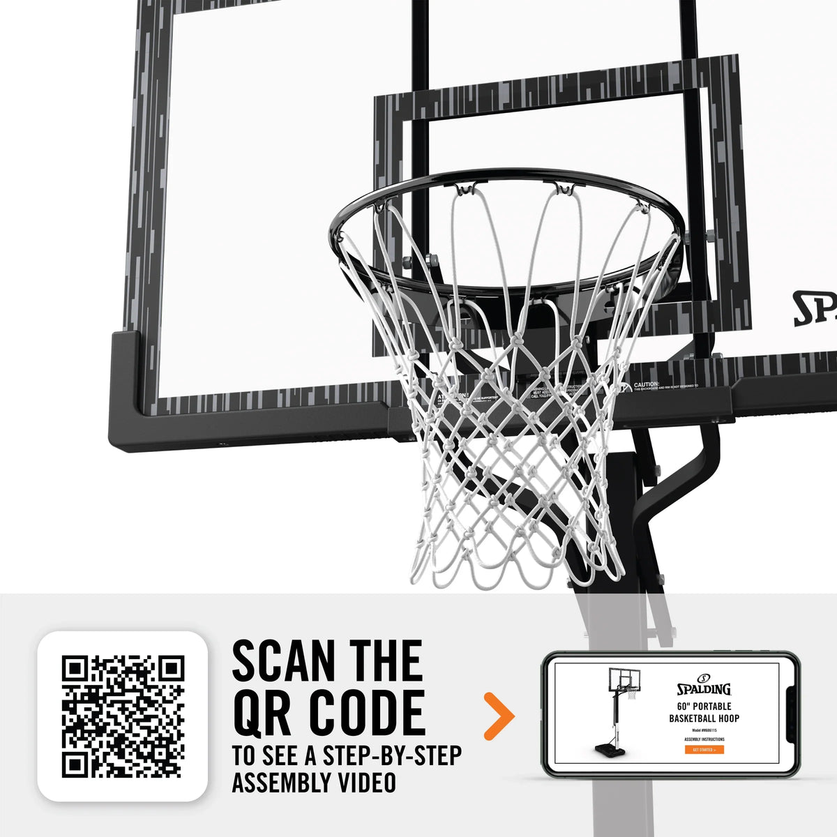 Spalding 60-Inch Portable Basketball Hoop with Acrylic Backboard, Screw Jack Lift & Arena Slam Rim-Outdoor Play