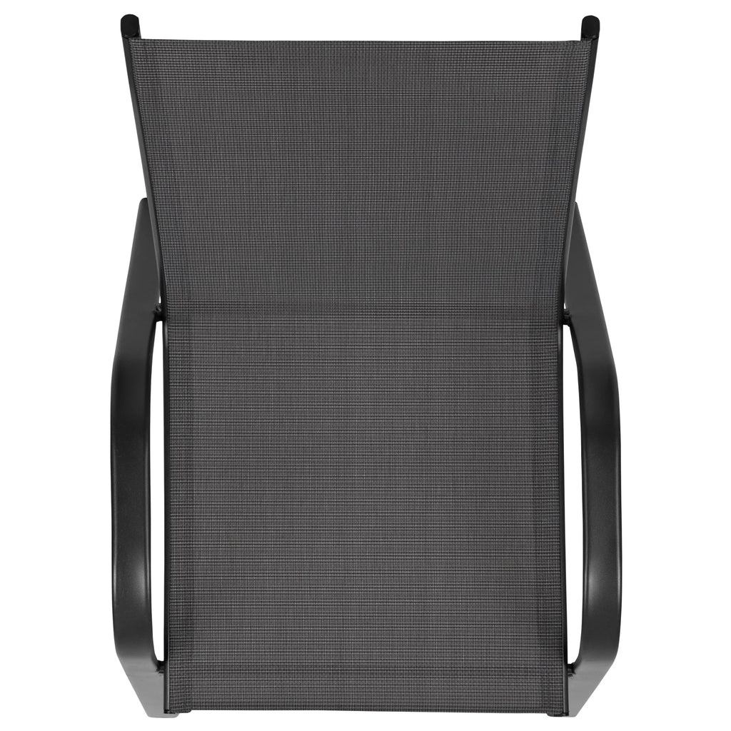 Flash Furniture Flash Furniture Brazos Series Outdoor Stackable Patio Chairs for Adults, Set of 4, Black