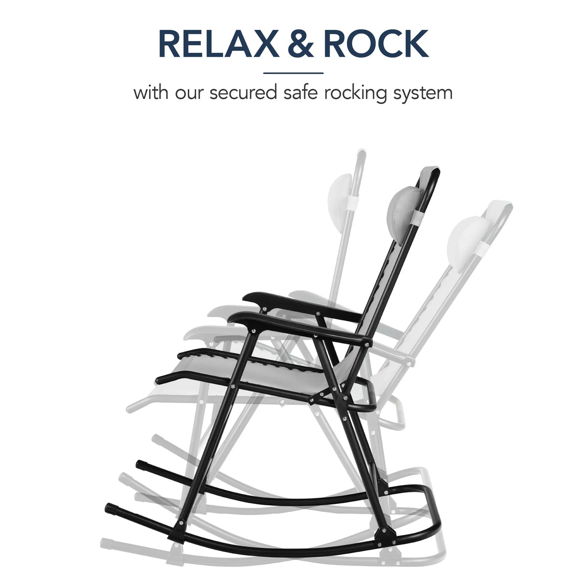 Best Choice Products Folding Outdoor Zero Gravity Rocking Lounge Chair w/ Headrest Pillow - Black