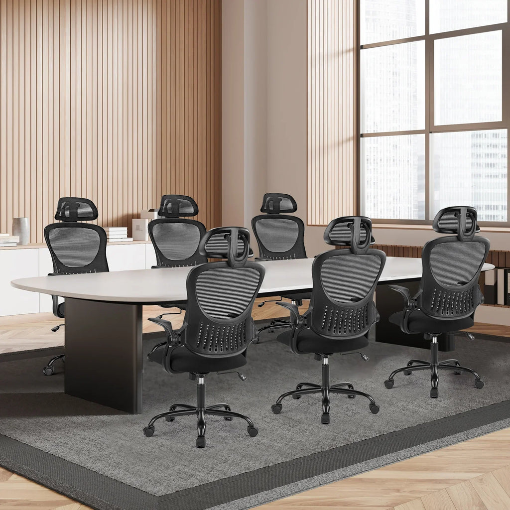 Dovelina Ergonomic Office Chair with Headrest, Adjustable Task Chair with Flip-Up Armrests