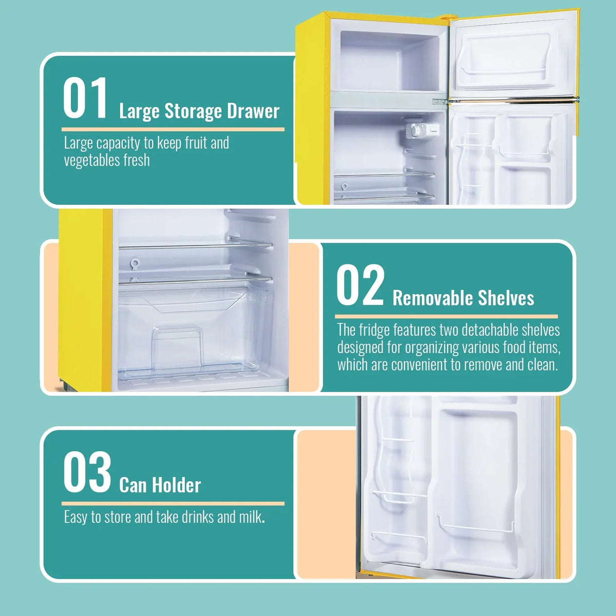 TACOOL Refrigerator with Top Freezer 3.5Cu.ft Two Door Small Mini Fridge with Extra Drink Space for Home Office Dorm Red