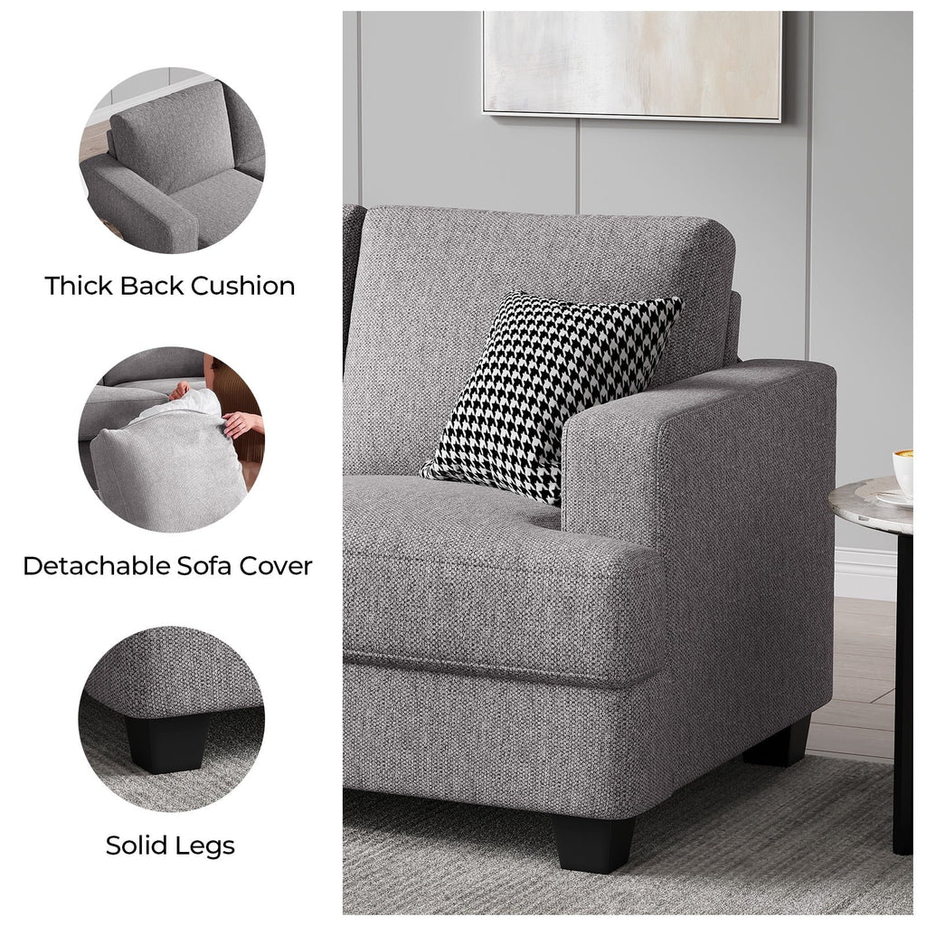 BLAZANT 3 Seater Sofa Oversize, 89" Extra Large Size Sofa Couch with Extra Deep Seats, Modern Loveseat Sofa, Comfortable Fabric, Easy to Install, for Living Room Apartment Lounge, Brown