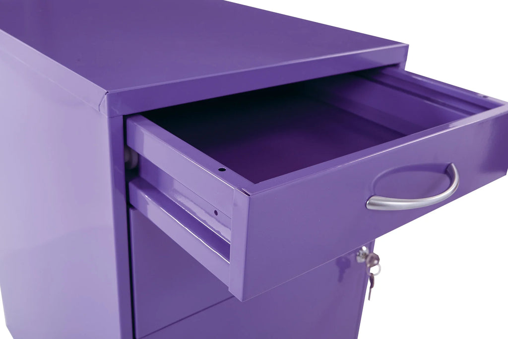 Osp Designs 3 Drawer Vertical Metal Lockable Filing Cabinet, Purple