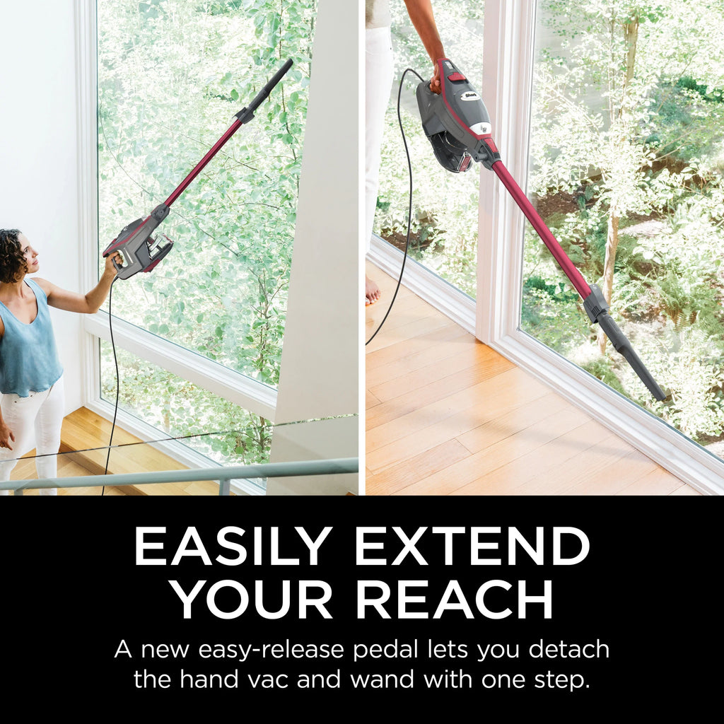 Shark Rocket Pro Corded Stick Vacuum, Removable Hand Vacuum, Hardwood Floors and Carpet, Advanced Swivel Steering, Pet-Friendly, XL Capacity, Ultra-Lightweight, HV370 Comet Red
