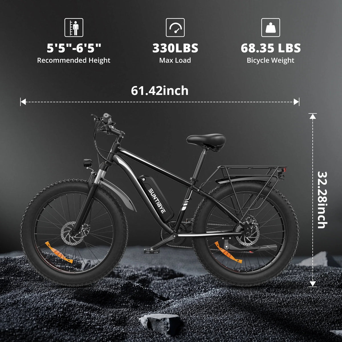 SUNTIBYE EB26 26" Fat Tire E Bike for Adults Set of 2, 1500W Electric Mountain Bikes, 28MPH Off-road Ebike, 48V 15Ah UL2849, Black