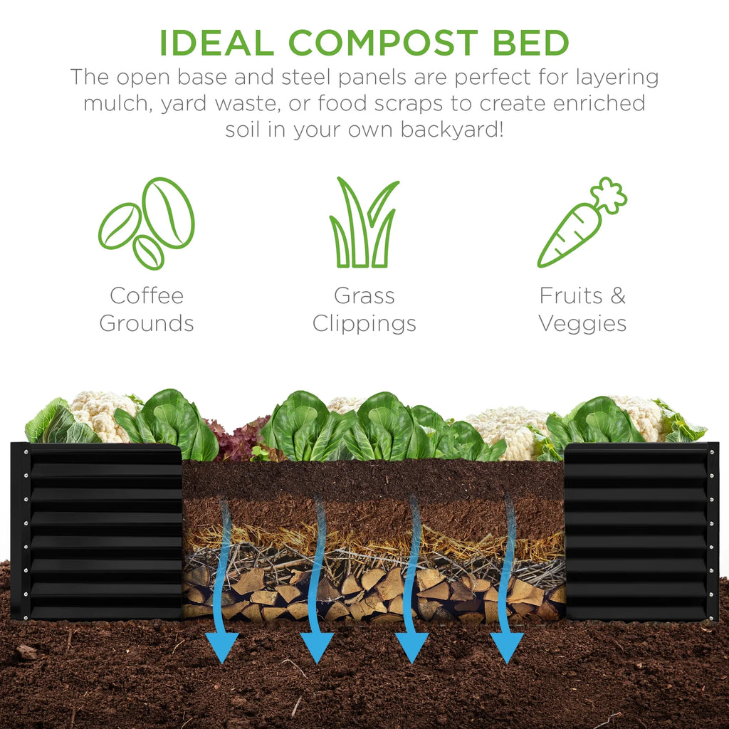 Best Choice Products 8x4x2ft Outdoor Metal Raised Garden Bed, Planter Box for Vegetables, Flowers, Herbs - Gray
