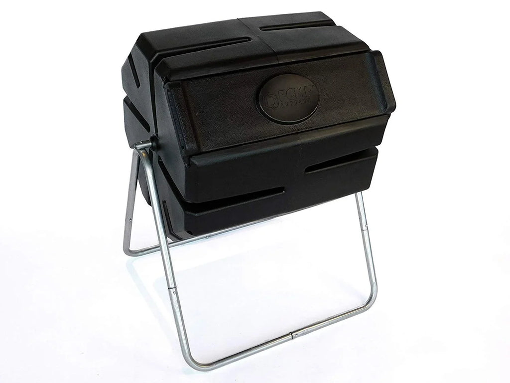 FCMP Outdoor 37 Gallon Single Chamber Roto Tumbling Compost Bin, Black