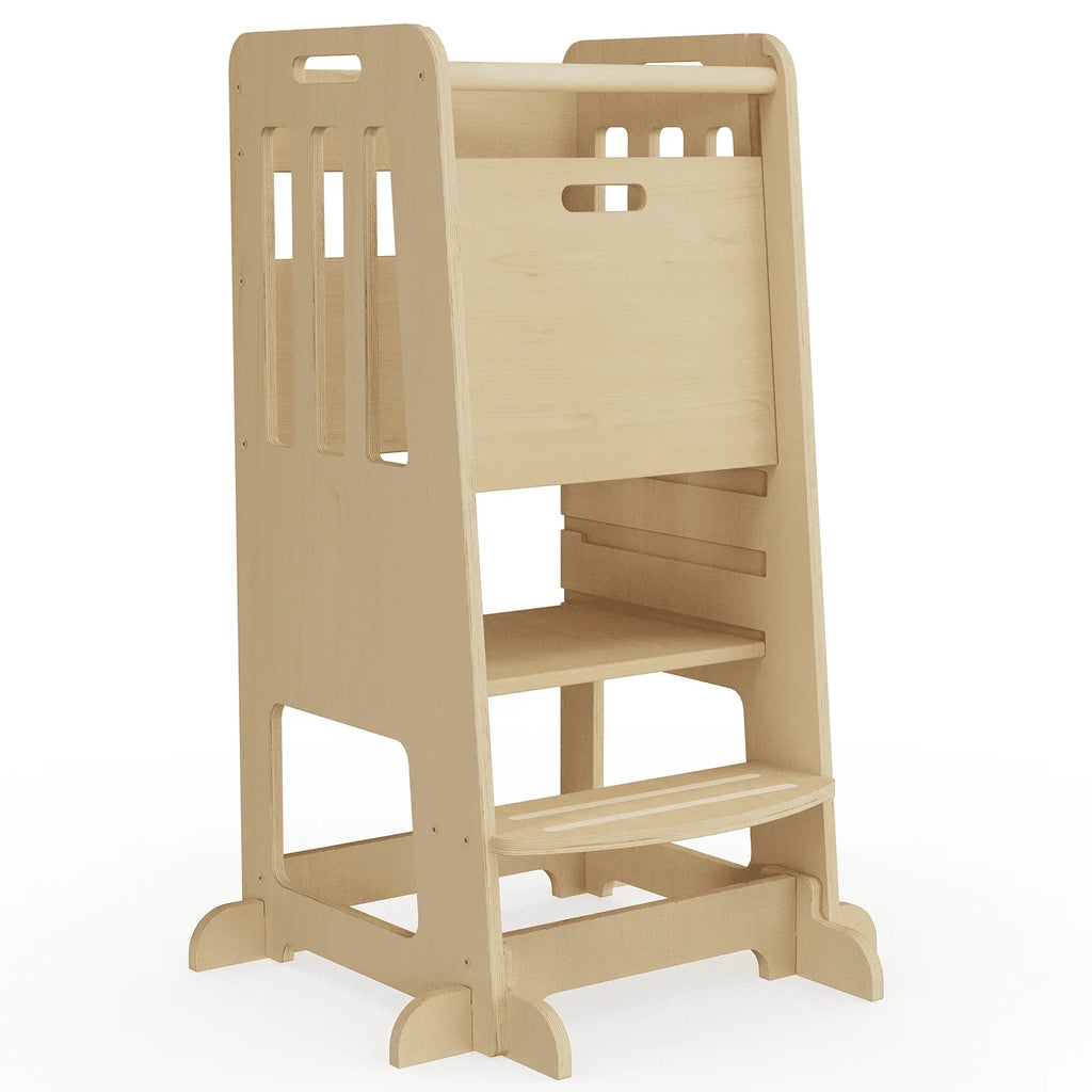 Toddler Standing Tower, Kids Kitchen Stool Helper 3 Levels Adjustable Height Wooden Toddler Step Stools for Learning New Skills