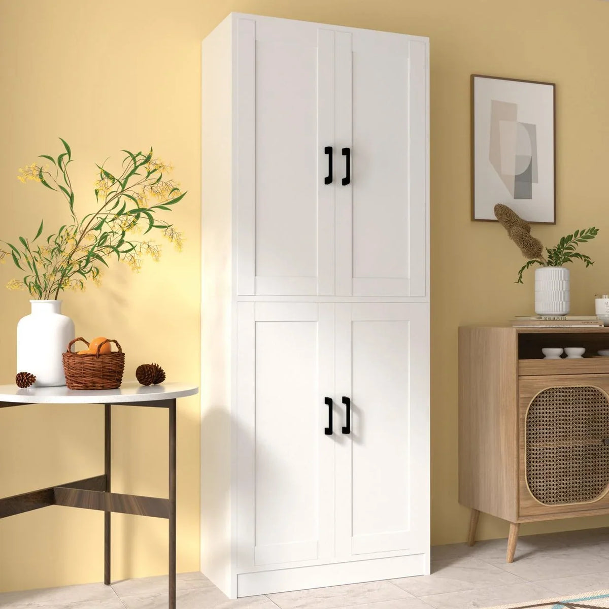 DIYART White Kitchen Pantry Cabinet, 71" Tall Kitchen Storage Cabinet with doors, Kitchen Pantry Hutch with Storage for Kitchen, Dining Room