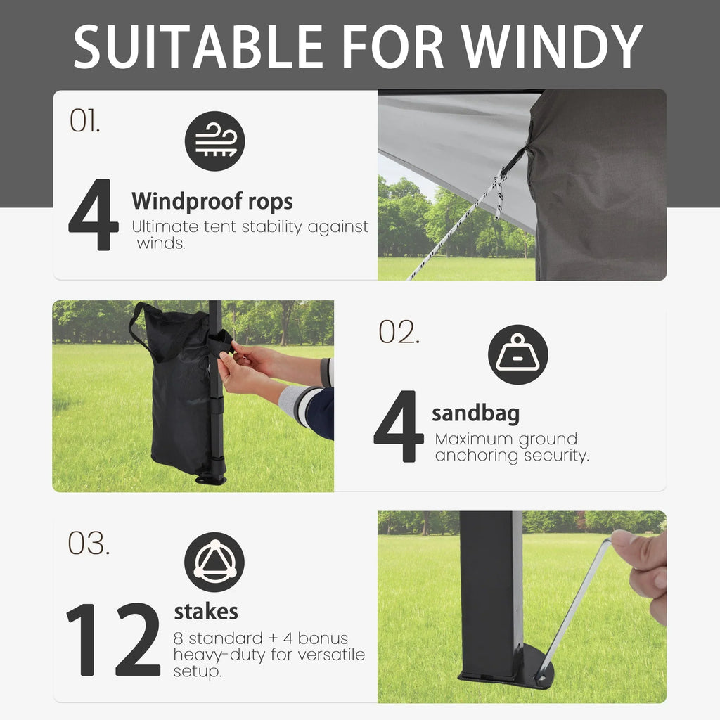 Bezseller 11x11 Pop up Gazebo, Outdoor Waterproof Canopy Tent with Mosquito Netting for Outdoors, Khaki