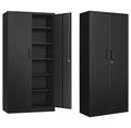 Metal Storage Cabinet with 5 Adjustable Shelves,Garage Storage Cabinet with Lock,Black Metal Cabinet with Locking Doors,Steel Cabinet,71" Lockable Storage Cabinet for Home,Office,Garage Cabinets
