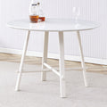 PORKISS Round Dining Table for 4 People, Wood Kitchen Dining Table with Metal Legs, Modern Dining Room Tables for Kitchen Living Room, White #2