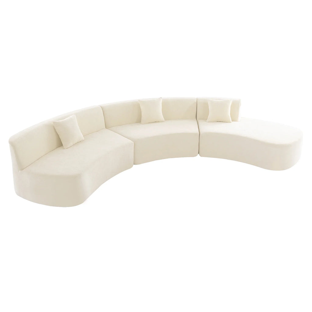 Harper & Bright Designs Modern Curved Floor Sofa Set, Modular Sectional Sponge Couch for Living Room, 2 PC Free Combination No Assembly Foam-Filled Sofa, Beige