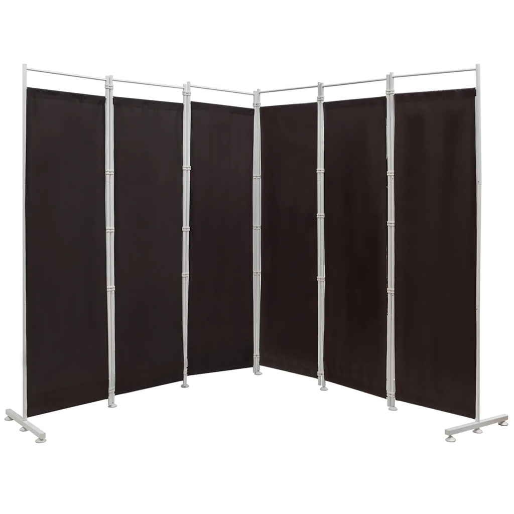 Costway 6-Panel Room Divider Folding Privacy Screen w/Steel Frame Decoration Brown