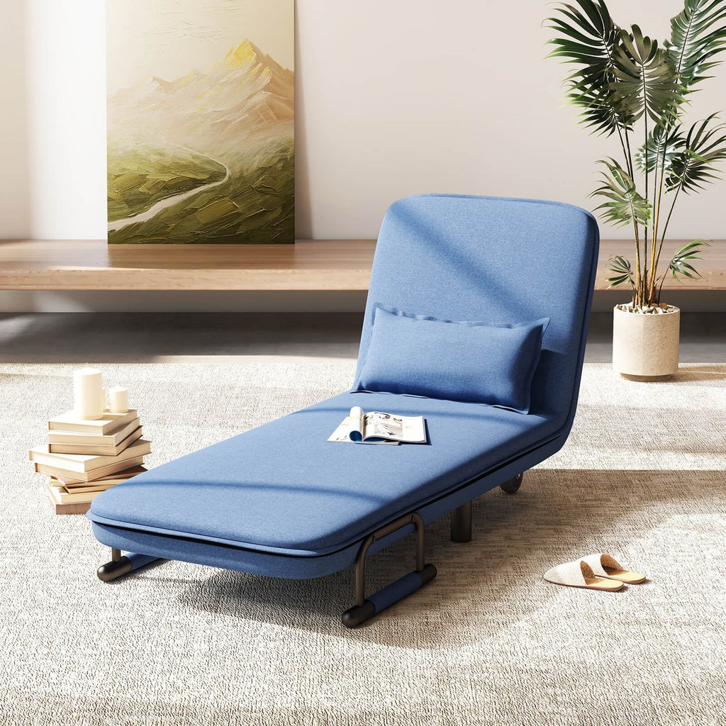 Costway 3-in-1 Convertible Sofa Bed with 5-Position Adjustable Backrest & Lumbar Pillow Brown