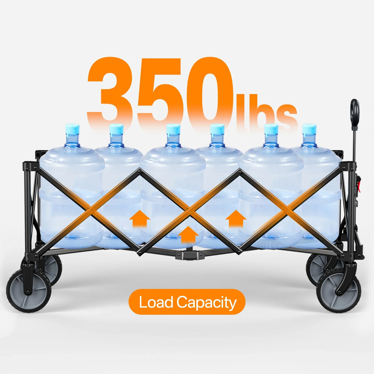 TIMBER RIDGE 400L Collapsible Wagon with Cargo Net, 51.2'' Extended Foldable Heavy Duty Cart for Sports, Shopping, Camping, Grey