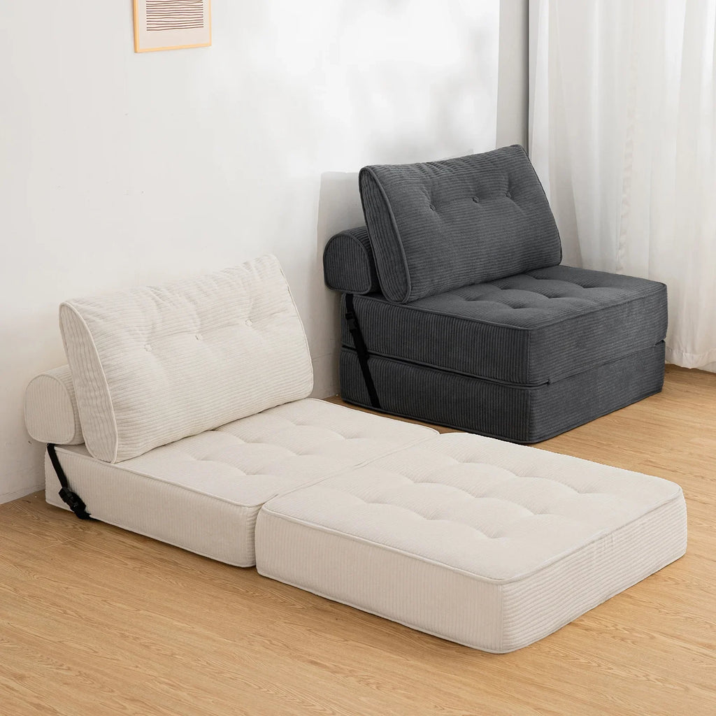 Hommpa Folding Sofa Bed Foldable Couch Bed Convertible Futon Chair with High Density Foam Filling with Pillow for Adult,Comfort chair bed for Living Room Bedroom,Gray,Single