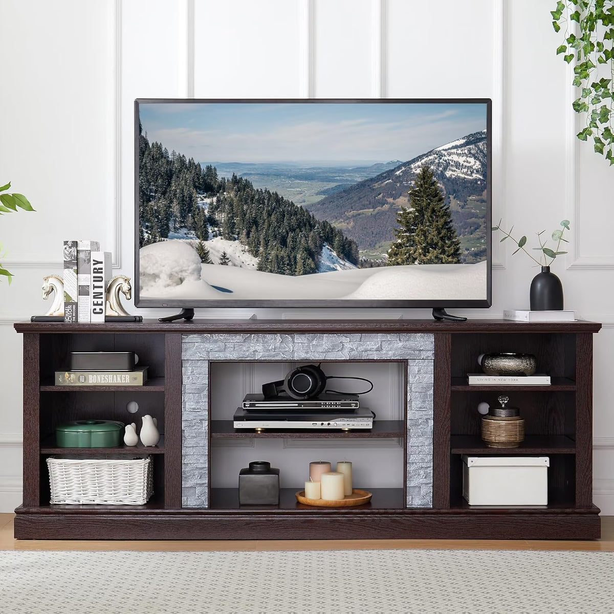 70 Inch TV Stand for TVs up to 80 Inch, Entertainment Center with Storage for Living Room, TV Console for Bedroom, Media Console for 40/50/55/60/65/70/75/80 Inch TV, White