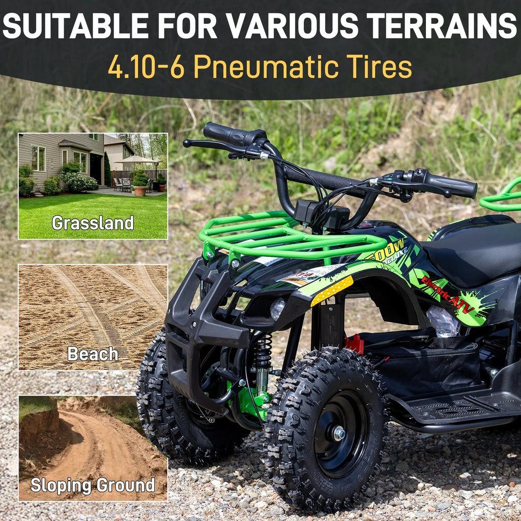 Aoemoe 500W 36V Battery-Powered Ride-On Off-Road 4-Wheeler �C 15 Mile Range, Flame