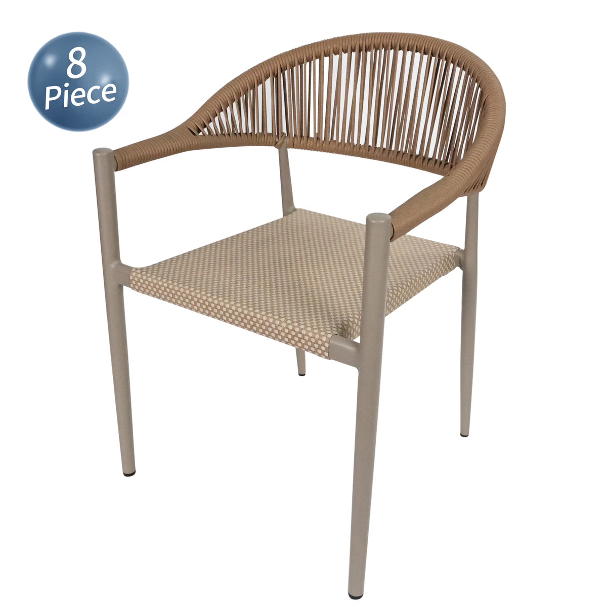 Vmopu New Set of 4 Gray Outdoor Stackable Dining Chair, PE Rattan for Bistro Restaurant Garden