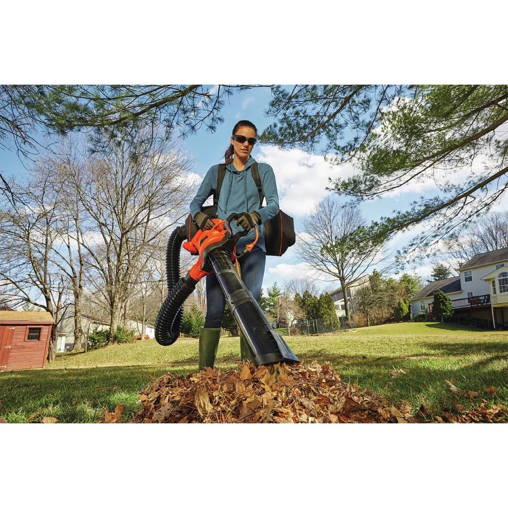BLACK+DECKER VACPACK 120V/240V 12 Amp Corded 3-in-1 Leaf Blower/Vacuum/Mulcher, (BEBL7000)