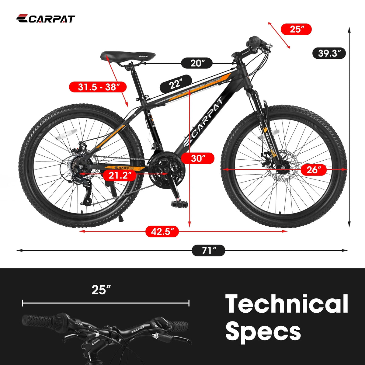 Ambifirner 26" Mountain Bike for Adults & Teens - Shimano 21-Speed Gears, All-Terrain Mechanical Disc Brakes, High-Carbon Steel Suspension Frame MTB Bicycle, 85% Pre-Assembled, Blue