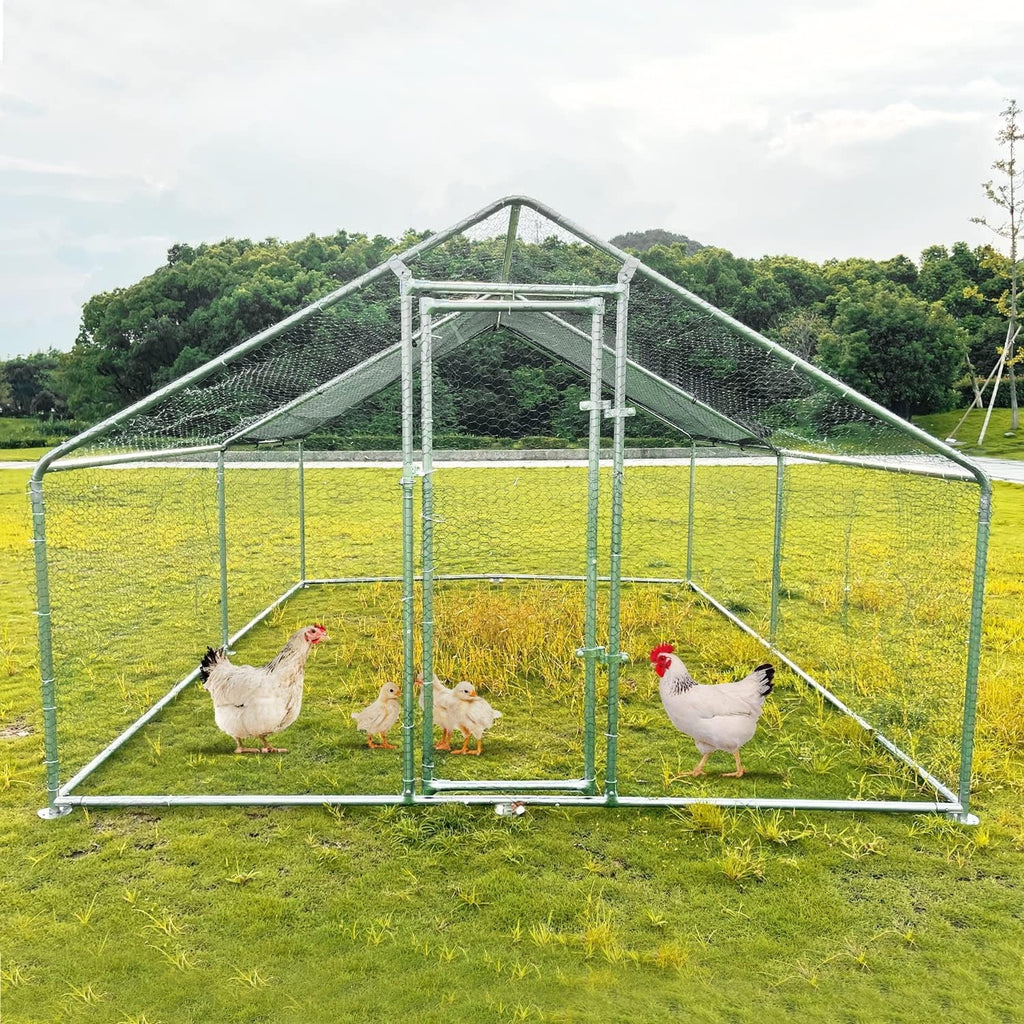 Large Metal Chicken Coop Chicken Run,Chicken Pen with Water-Resident and Anti-UV Cover,Duck Rabbit House Outdoor(10" W x 13" L x 6.5" H)