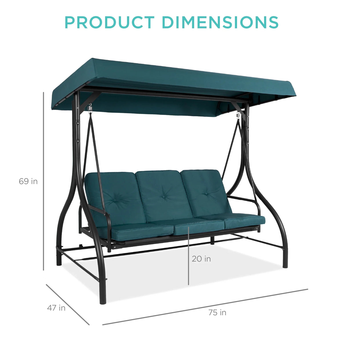 Best Choice Products 3-Seat Outdoor Converting Canopy Swing Glider Patio Hammock w/ Removable Cushions - Burgundy