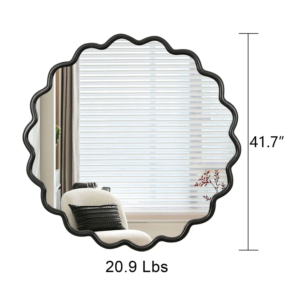 Solid Wood Wavy Frame Modern Mirror - 40x28 Inches Durable Farmhouse Wall Decor for Bathroom, Living Room & Entryway with Easy Install